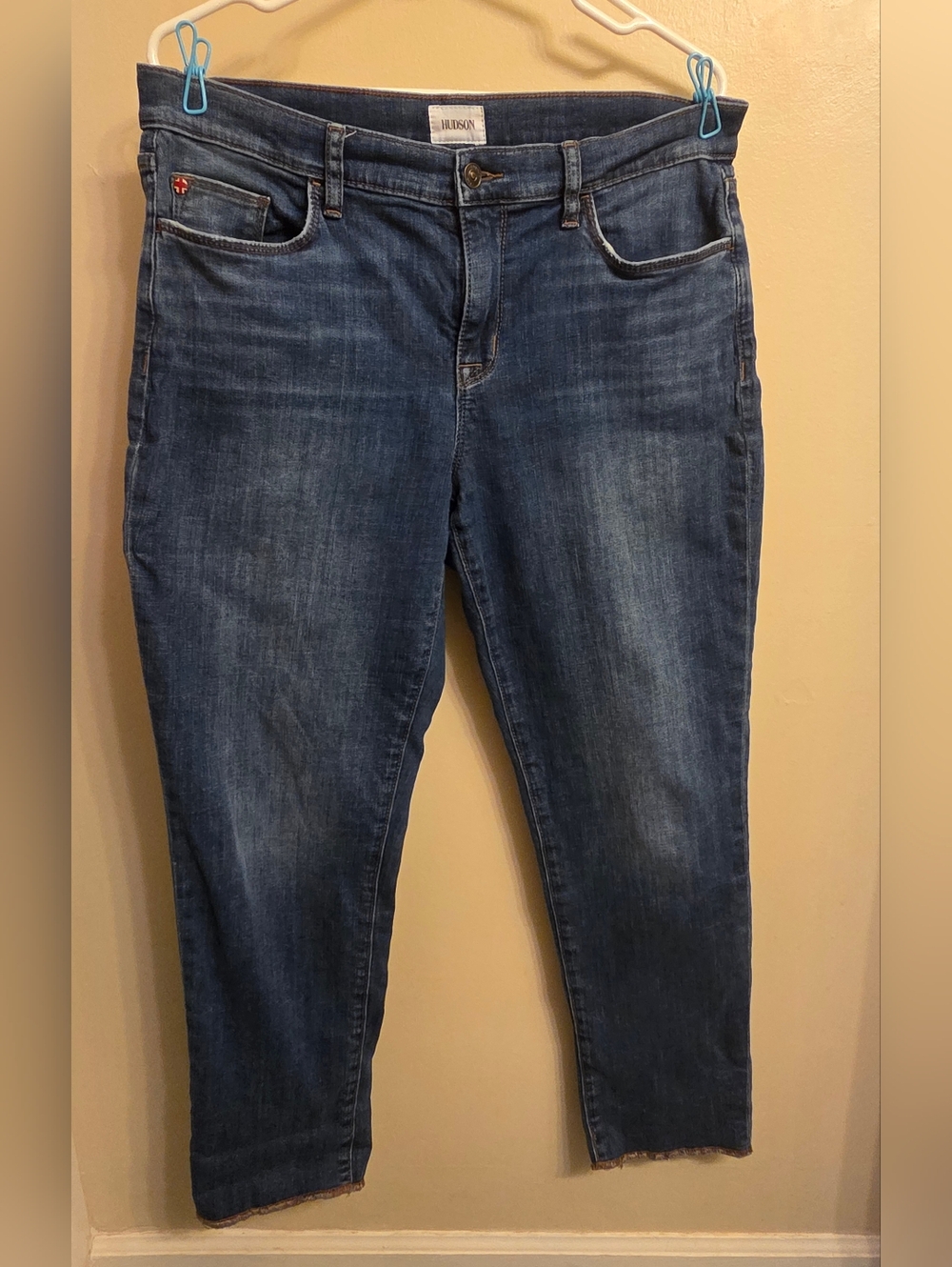 Hudson London Natalie Skinny Jeans Women’s Size 29 Medium Wash Raw Hem Stretch